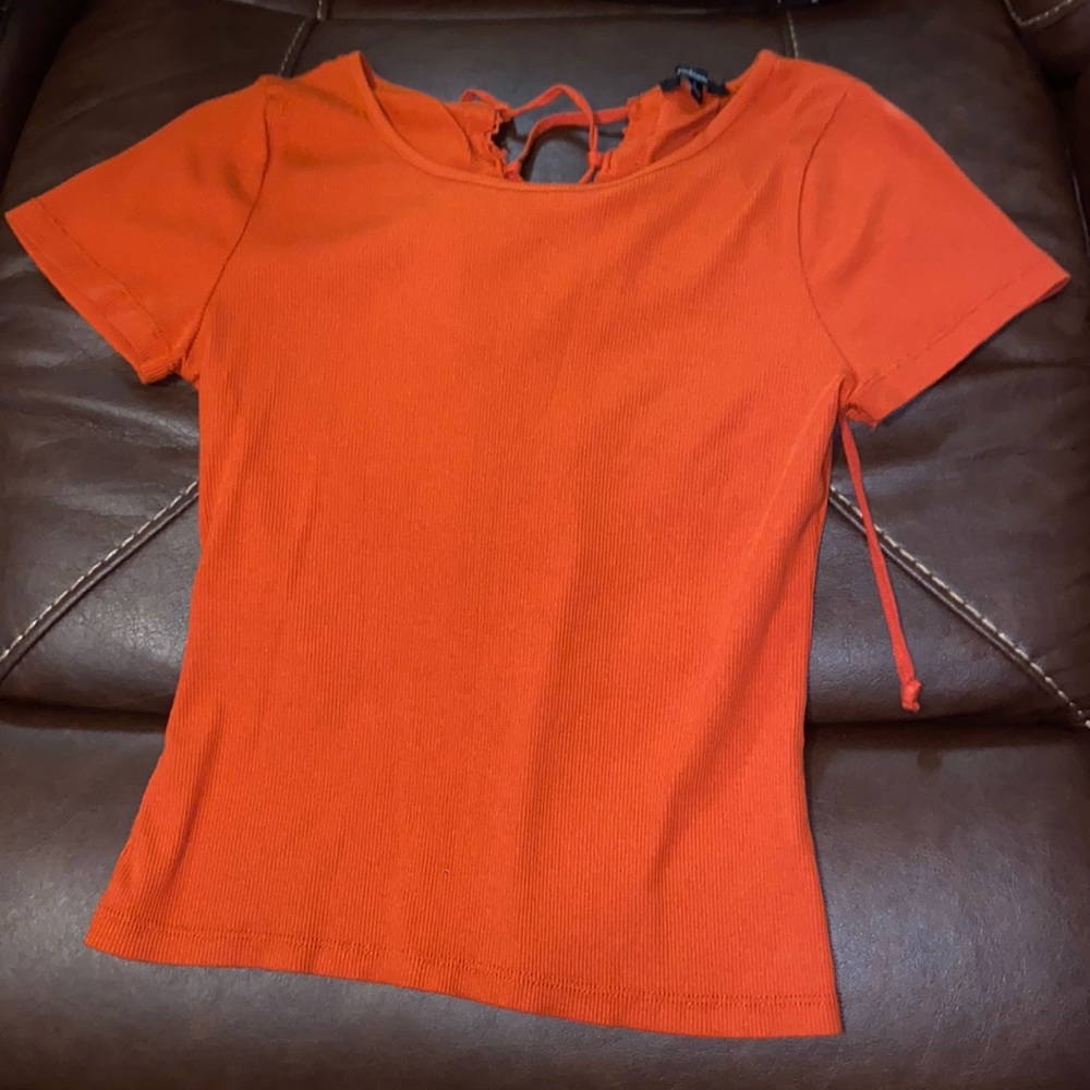 burnt orange blouse